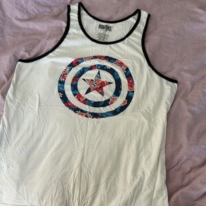Marvel Floral Shield White Tank Top